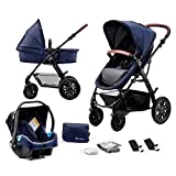 Kinderkraft Carrito Bebé 3 Piezas MOOV, Silla Paseo, Silla Coche, Accessorios, Negro
