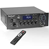 Amplificador Audio HiFi Bluetooth, 2 Canales Equipo de Musica para Casa Altavoces HiFi, Amplificador Home Cinema RCA, USB, SD, Radio FM, Control Remoto