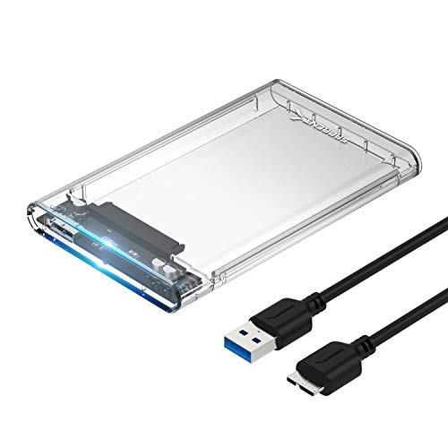 Sabrent Caja de disco duro externo BORRAR sin herramientas SATA a USB 3.0 de 2.5 pulgadas [Optimizado para SSD, soporte UASP SATA III] (EC-OCUB).