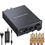 Amplificador Audio Estéreo 2 Canales Mini Hi-Fi Amplificador de Potencia Amp Digital Integrado Clase D con Control de Bajos y Agudos para Altavoces Pasivos 50W + 50W