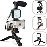 Tuo3eu Smartphone Video Kit, Kit de Vlogger de Vídeo Micrófono con luz LED, Soporte para teléfono, trípode Compatible con iPhone, Samsung, Huawei, Android, para Youtube, TikTok, Filmación, Vlogging