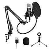 Micrófono de Condensador USB, Micrófono de PC Cardioide UHURU 192kHz/24bit con Chip de Sonido Profesional, Soporte, Montaje de Choque, Filtro Pop, para Gaming,Grabación,Streaming,Skype,YouTube
