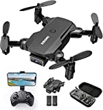 KIDOMO F02 Mini Drone Plegable con Cámara 1080P, RC Drones Helicopter Quadcopter para Niños Principiantes con Luces LED WiFi FPV Control Remoto, Modo sin Cabeza, Despegue y Aterrizaje con Una Tecla
