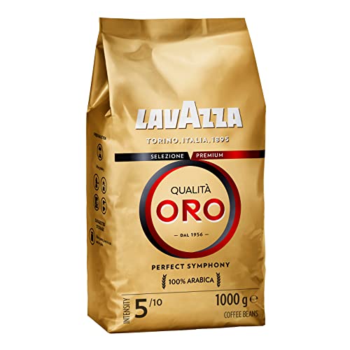 Lavazza Café en Grano, Qualità Oro Perfect Symphony, Café Espresso 100% Arábica Redondo y Aromático, Paquete de 1 Kg