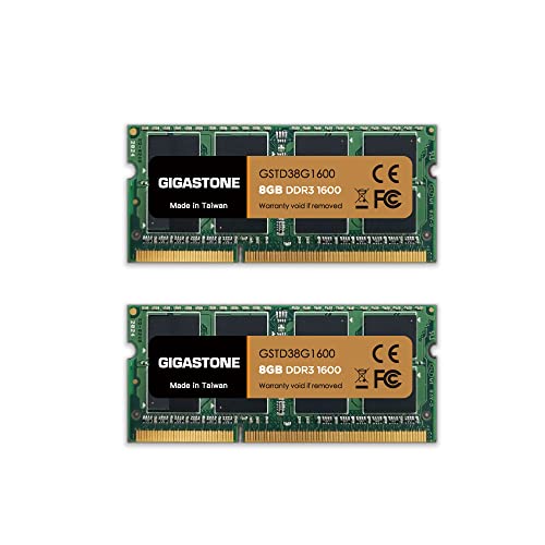 Gigastone DDR3 16GB (8GBx2) 1600MHz PC3-12800 CL11 1.35V SODIMM 204 Pin sin búfer sin ECC Portátil Módulo de Memoria Actualización de Ram Kit de actualización