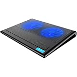 TECKNET Base de Refrigeración para Ordenador Portátil con 2 Ventiladores Silenciosos y Potencias (9-16 Pulgadas, iluminación LED, 2 USB)