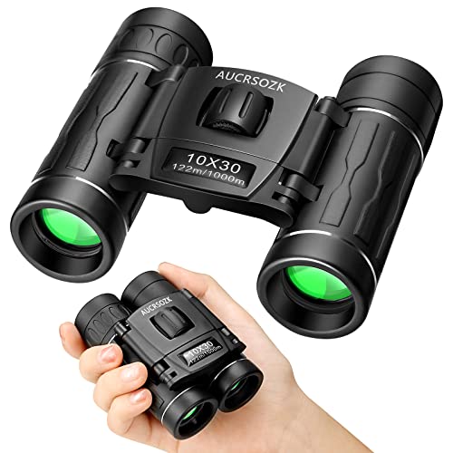 Niños Prismaticos Pequeños y Potentes AUCRSOZK 10x30 Mini Portátiles Compactos Prismáticos Infantiles Buenos Ligeros Binoculares para Observación de Aves Caza Senderismo Viajeo Exterior Aventura Negro