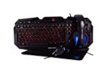 Deep Gaming X-Wing Setup Gaming 4 en 1: Teclado Membrana QWERTY con Ñ retroiluminado, ratón óptico LED 2400 dpi, Auriculares Gamer con micrófono, Alfombrilla Antideslizante. PC/Xbox One/PS4