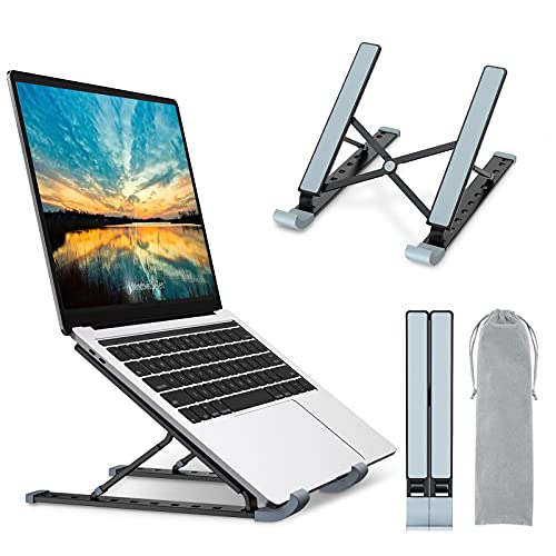 Babacom Soporte Portatil Mesa 9 Ángulos Adjustable, Aleación de Aluminio, Refrigeración Soporte Ordenador Portátil, Plegable Soporte para Portatil, para Macbook, PC y Otro 10-15.6” Portatiles (Negro)