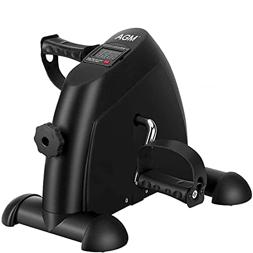 AGM Mini Bicicleta Estática, Estática Ejercicio, Ejercitador de Pedales, Máquinas de piernas para Entrenamiento de Brazos y Piernas Aparatos de Pedales, LCD Pantalla y Resistencia Ajustable (Negro)