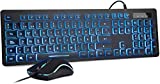 Rii Rk105 RGB Teclado y Ratón Retroiluminado con Cables ,Pack de teclado y ratón para gamers para PC Gamers, Oficina, Diseño Gráfico.