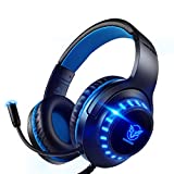 Pacrate Auriculares Gaming para PS4 PS5 PC, Cascos Gaming para Nintendo Switch Xbox One con Cancelación de Ruido, Cascos Gamer con 3.5mm Jack con Sonido Envolvente & Luz LED