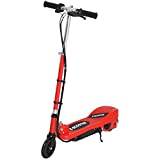 HOMCOM Patinete Eléctrico para Niños de +7 Años Scooter Plegable con Altura Ajustable Batería Recargable 24V Velocidad hasta 12 km/h y Freno Carga 50 kg 74x36x73-91 cm Rojo