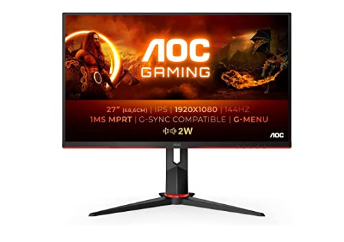 AOC Monitor 27G2AE/BK- 27" Full HD, 144Hz, 1ms, IPS, FreeSync Premium, 1920x1080, 250 cd/m, D-SUB, HDMI x2, Displayport 1x1.2