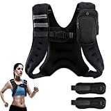 panthem Chaleco lastrado para correr, 10 kg, con funda para teléfono móvil y pesas para tobillo, entrenamiento con pesas para fitness, entrenamiento de fuerza, correr, peso y desarrollo muscular