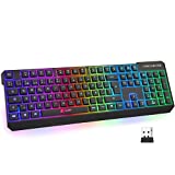 KLIM™ Chroma Wireless - Teclado inalámbrico Gaming ESPAÑOL + Teclado Gaming Ligero, Duradero, resiste al Agua, ergonómico, silencioso + Teclado Gamer PC PS4 Xbox One Mac + Nueva VERSIÓN 2022 + Negro
