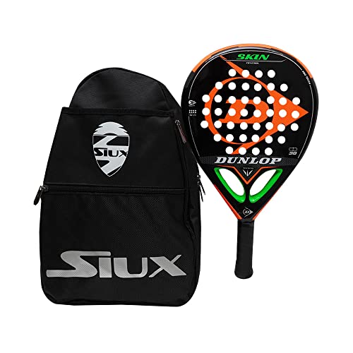 Dunlop Skin Control Soft + Bandolera Siux Incluida| Pala de Padel Fabricada en Fibra de Carbono y Goma EVA Soft + Bandolera / Mochila Porta Palas Siux - Palas de Pádel para Hombre de Nivel Intermedio