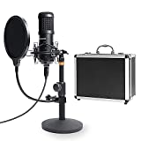 Micrófono USB Podcast con estuche de aluminio, soporte de micrófono de condensador cardioide SUDOTACK profesional de 192Khz / 24 bits, montaje antichoque, filtro pop para el juego Skype YouTube