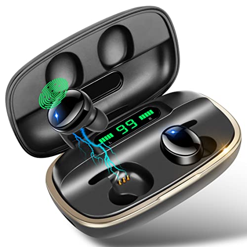 Auriculares Inalámbricos, Osdfono Auriculares Bluetooth 5.0 Deportivos HiFi Estéreo IPX7 Impermeable In-Ear Auriculares con Microfono Cascos Pantalla LED CVC8.0 Cancelación Reproducción 135 Horas
