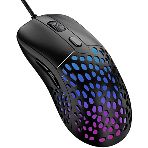 Blade Hawks Ratón de Oficina, Ratón RGB Portátil Ligero con 7 Lighting Modes, 4 dpi Ajustable, 6 Botones,Ratón Juegos con Cable Compatible con Windows, Laptop