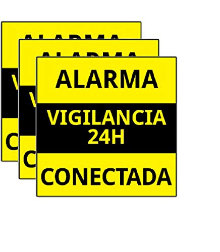 Pegatina Alarma CONECTADA Varios Modelos DISUASORIOS Carteles VIGILANCIA Disuasorio Exterior Facil Instalar Evita robos Alarmas Sin Cuotas Hogar Casas Finca Pisos vacios Anti okupas… (3 Pegatinas)