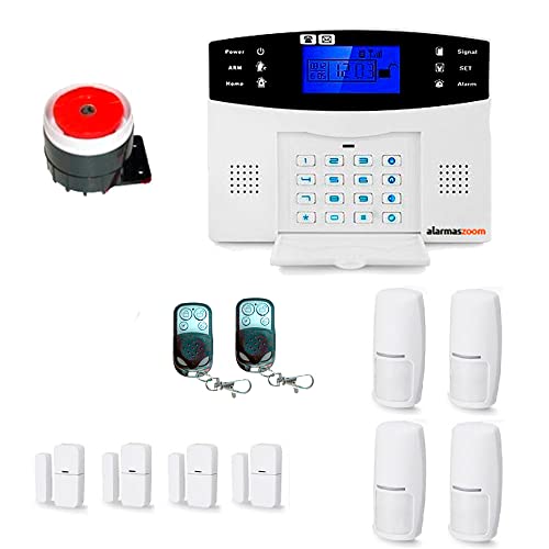 Alarma Hogar AZ017-2 gsm Castellano sin cuotas para casa. Facil instalación. Asistencia telefónica en Castellano. App con Control Remoto SMS. Facil configuración. Protección y Seguridad hogar (Kit 2)