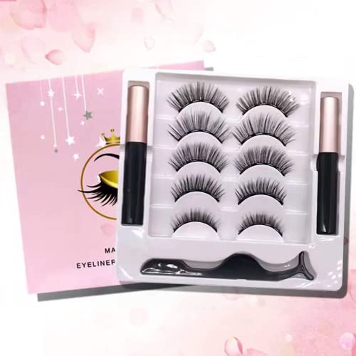 CaiTang 10pcs Pestañas Magnéticas, Pestañas Magneticas Con Delineador, Pestañas Magnéticas Naturales, Juego de Pestañas Magnéticas, con Delineador de Ojos y Pinzas