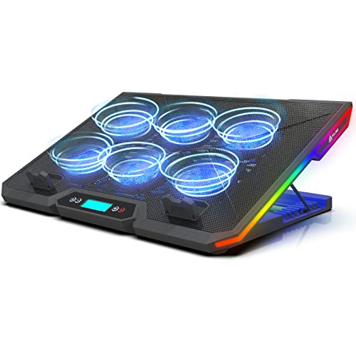 KLIM Glacier + Base refrigeradora portátil de 6 Ventiladores + Iluminación RGB + 11" a 17" + Refrigeración para portátil Gaming + USB + Estable y silenciosa + Compatible PC Mac PS4 Xbox - Nueva 2022