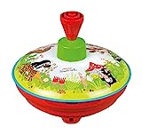 Lena Tin Toys 52449 - Peonza zumbadora de Ø13 cm, con Dibujo de Topo, de Metal, Chapa, clásica, con Punta, Juguete para niños a Partir de 18 Meses