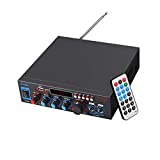 eSynic Amplificador de Estéreo Audio 800w HiFi Bluetooth con Fuente de Alimentación Amplificador de Potencia con Control Remoto USB FM SD TF 12V / 220V con Pantalla LED para el Hogar del Automóvil