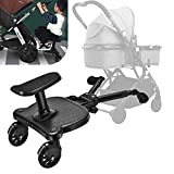 Vihir Mini Buggy Board con asiento Cochecito para el Segundo niño, Pedal Auxiliar Conector extraíble Asiento, Accesorio para niños de 2 a 6 años compatible con casi todas las sillitas de paseo