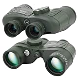 Prismáticos Militares Marinos 10X50 para Adultos, Binoculares Impermeables con Telémetro Brújula BAK4 Prism Lente FMC para Observación de Aves Caza Canotaje