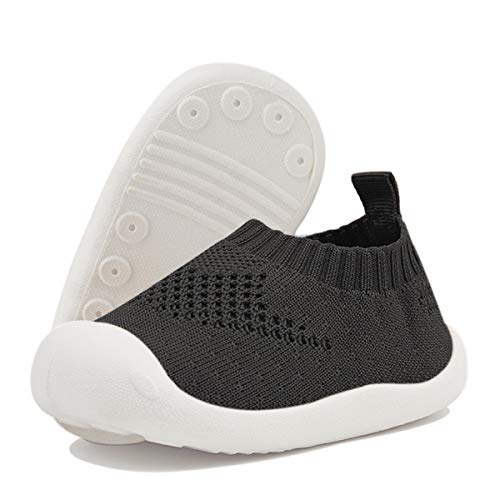 DEBAIJIA Bebé Primeros Pasos Zapatos 1-4 años Niños Niñas Infante Suave Suela Antideslizante Malla Transpirable Ligero Negro 18 EU