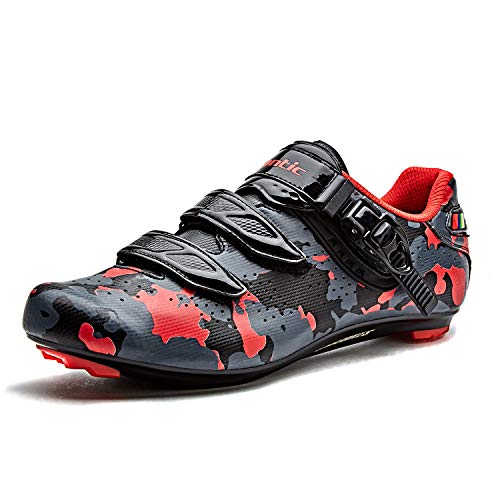 Santic Zapatillas Ciclismo Carretera Hombre Zapatillas Bicicleta Carretera Zapatos Bici Calzado Ciclismo en Carretera para Hombres y Mujeres Rot 40