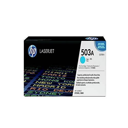 HP 503A Q7581A, Cian, Cartucho Tóner, de 6.000 páginas, para impresoras HP Color LaserJet 3800, CP3505, 3800N, 3800DN, 3800DTN, CP3505N y CP3505DN