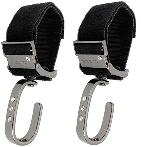 Ganchos Carro Bebé Luxe Titanium by Vizaro - 2 uds - Para Colgar Bolsas, Mochilas, etc - Alta Resistencia Hasta 15kg Peso y Giro 360º - Incluye Correa de Repuesto - Regalo Original Recién Nacido