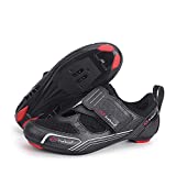 MiFeloo Zapatillas de montar Peloton para exteriores de triatlón, para ciclismo o para interiores y exteriores, compatibles con tacos de 3 pernos o 2 pernos para hombres y mujeres, Black, 43 1/3 EU