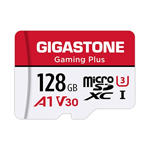 Gigastone 128GB Tarjeta de Memoria Micro SD, Gaming Plus, Compatible con Nintendo Switch, Alta Velocidad 100MB/s, Grabación de Video 4K, Micro SDXC UHS-I A1 Clase 10, con Adaptador