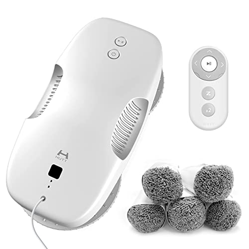 HUTT DDC55 Robot Limpiacristales 3800Pa, Robot Limpieza de Ventanas con Control Remoto, Navegación Inteligente, Detecta los límites de la Ventana, para Vidrio, Piso, baldosas de cerámica, con 12 Trapo