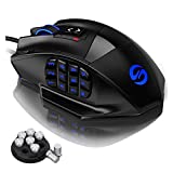 UtechSmart Venus - Ratón láser para juegos MMO, de alta precisión (18 botones programables, 16400 dpi), color negro