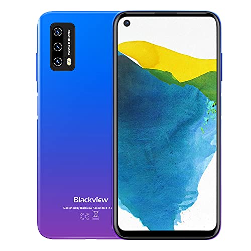 Android 11 Smartphone Barato 4G, Blackview A90 Doke OS 2.0 Telefono Moviles, 6.39" HD Pantalla con Triple Cámara 12MP, 4GB RAM +64GB ROM,Batería 4280mAh, Dual SIM/FM/Face ID/NFC/Fingerprint -Azul