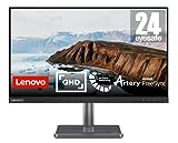Lenovo L24q-35 - Monitor Gaming de 23.8" con Eyesafe (2K QHD, IPS, 75Hz, 4 ms, HDMI+DP, Cable HDMI, FreeSync, Base Metálica con Altavoces y Soporte para teléfono) Ajuste de inclinación - Negro