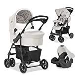 Hauck Shopper Trio Set Silla De Paseo 3En1 Hasta 25 Kg + Grupo 0+ Y Capazo De Bebé Con Colchón Desde El Nacimiento, Con Respaldo Reclinable, Portavasos, Ligero, Plegado Pequeño - Beige
