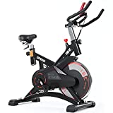ISE Bicicleta Estática de Profesional con Sensor de Pulso,Ajustable Resistencia, Pantalla, Bicicleta Fitness de Gimnasio Ejercicio con Volante de Inercia,Sillín Ajustable, Máx.120kg,SY-7005-1