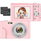 ZORNIK 1080P Cámaras Digitales, Cámara Compacta 2.4 Pulgadas LCD Recargable 36 Megapíxeles Zoom Digital 16x, Estudiantes para Adultos/Mayores/Niños (Rosado-1080P)