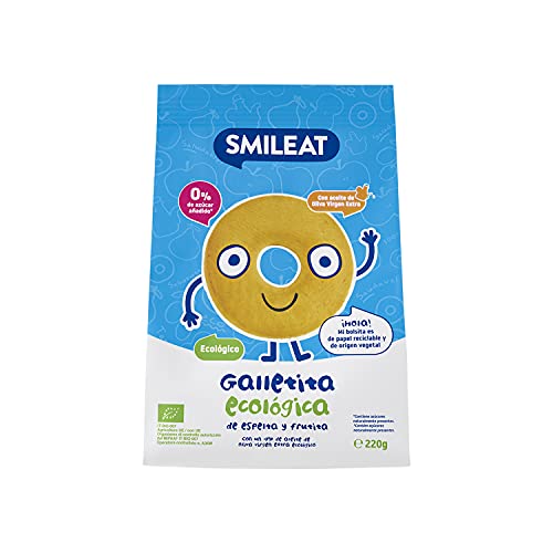 Smileat - Galletas Ecológicas de Espelta y Fruta, Ingredientes Naturales - A Partir de los 6 Meses - 220g