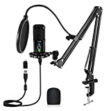 Aveek Micrófono USB condensador, Juegos de Micrófonos Podcasts con Soporte de Micrófono, Amortiguador, Parabrisas y Filtro Pop para Grabadora, Estudio, Transmisión, Youtube y Video