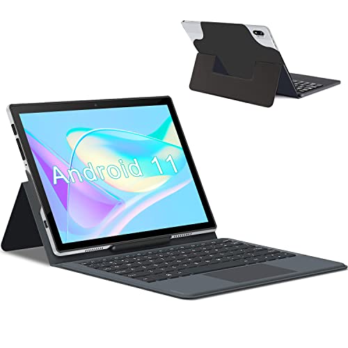 Tablet 10 Pulgadas 5G Android 11 Certificación GMS Tableta Ultra-Portátiles 6GB RAM + 64/256GB ROM, Con1.8GHz Core Procesador Núcleos Dual WiFi, con Teclado y Funda, OTG/Tpye-C/Bluetooth (Plata)