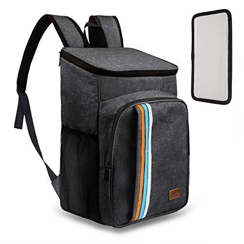 TOMSH00 Mochila Nevera Portatil, Bolsa Reutilizable de 30 l de Gran Capacidad con Cinco Capas de Aislamiento Térmico, Bolsas aislantes de Enfriamiento para Picnic, Camping, Senderismo, Compras, Negro