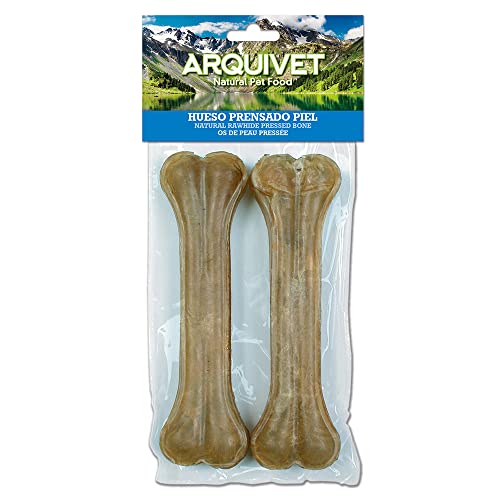 ARQUIVET Hueso prensado de Piel de Vacuno - 20 cm (Bolsa 2 uds) - Snacks para Perros - Golosinas, chuches, premios, recompensas caninas - Treats deliciosos para Perros